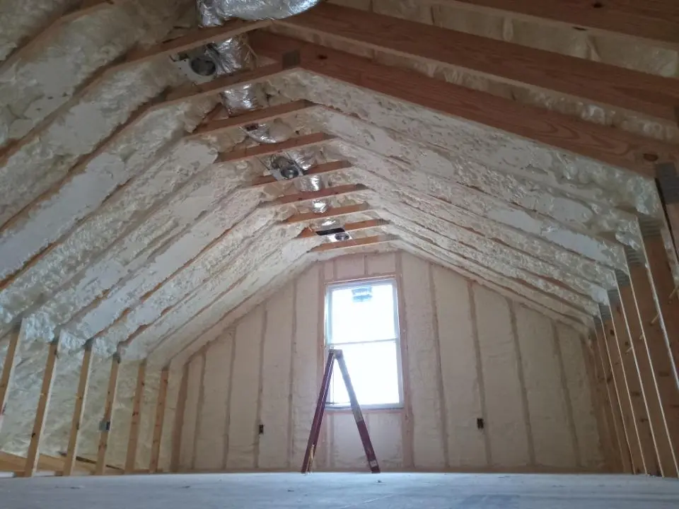 Spray foam roofing application for Crawl Space Insulation project in Bridgton